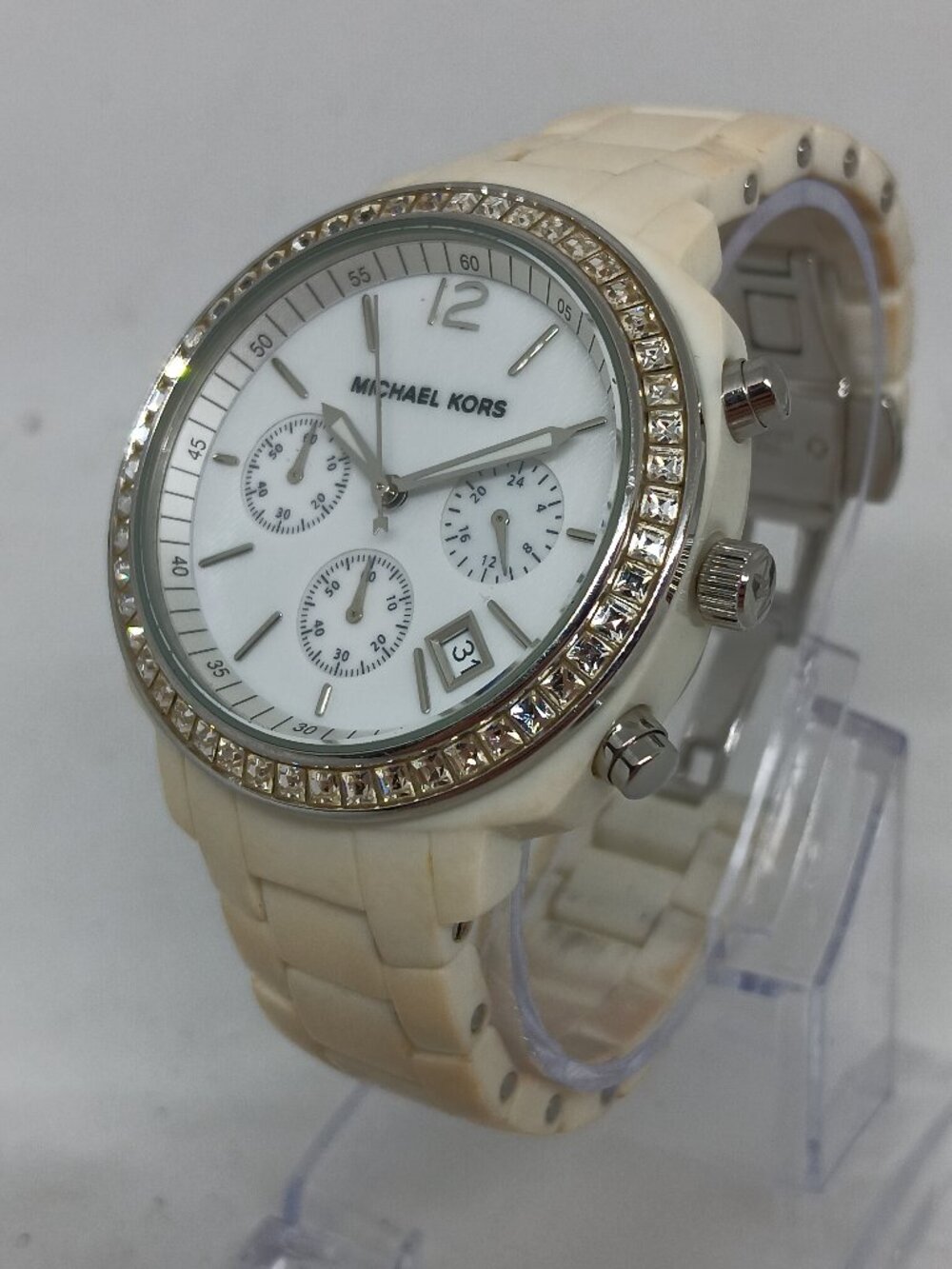Michael Kors MK-5079 Women's 39 mm Acrylic Chrono Quartz Crystal Bezel Watch